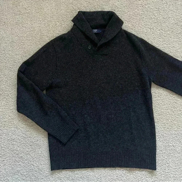 J Crew Sweater Button Dark Gray High Neck Men’s Size Large 100% Lambs Wool 19458 - Picture 4 of 15